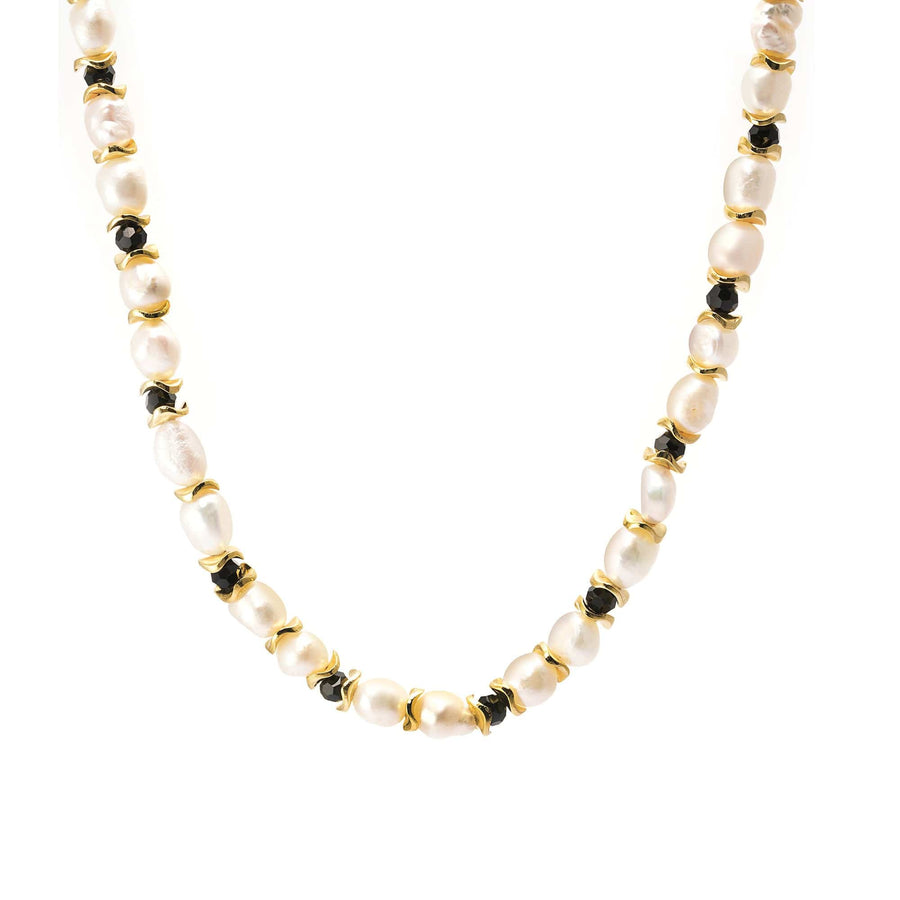 Harmony Necklace with baroque crystal pearl and 18K gold-plated finish