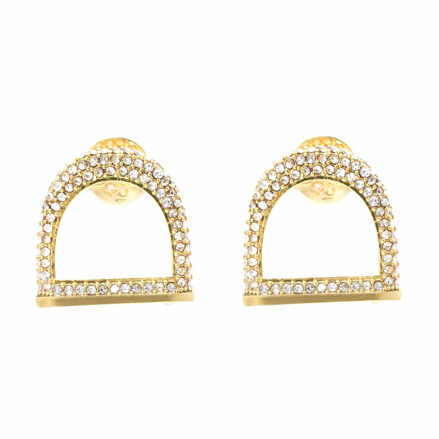 Earring, Austrian Crystal, Brass Plated With Russian Genuine Gold