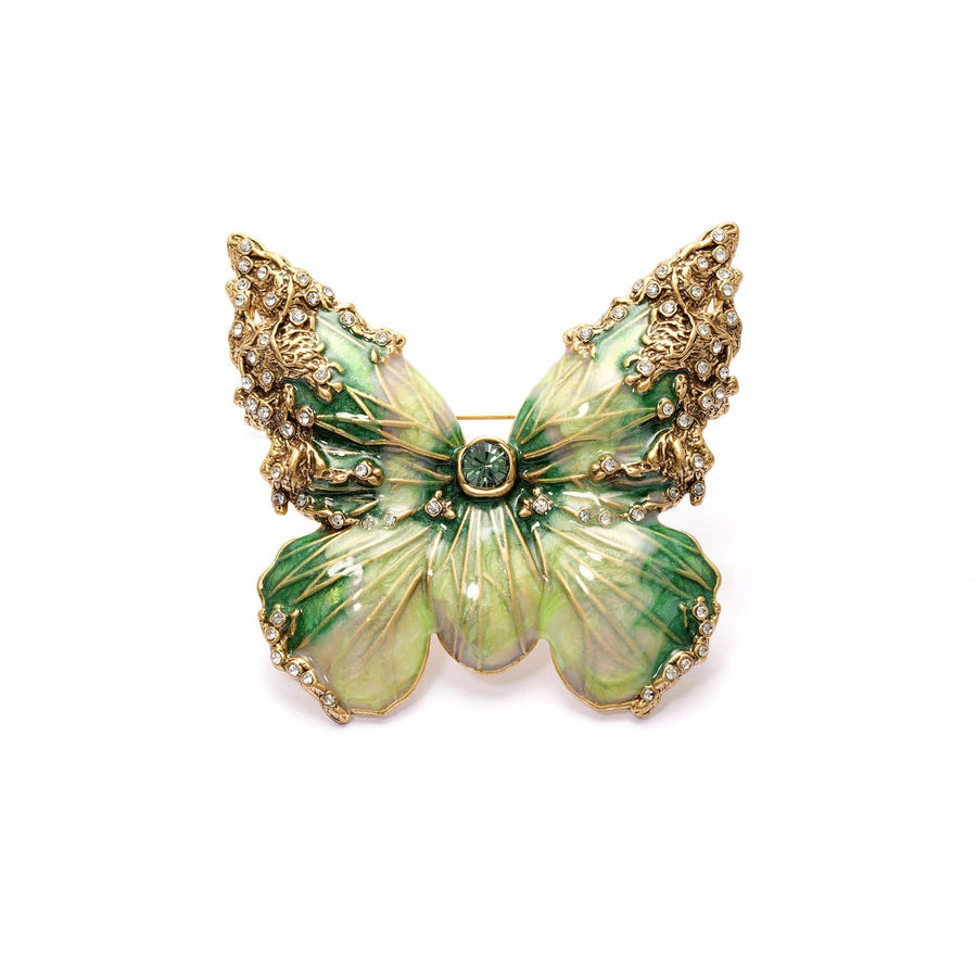 Butterfly Brooch with enamel, rhinestones and 18K gold-plated finish