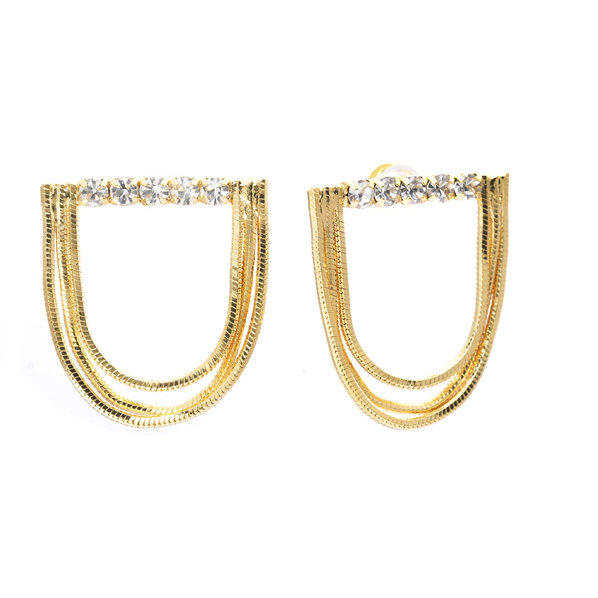 Earrings, Austrian Rhinestones, Alloy Plated With Russian Genuine Gold