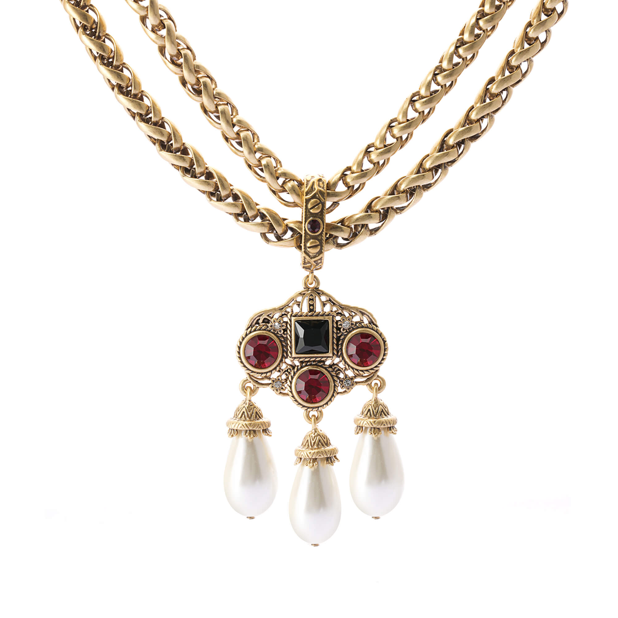 Brass Plated Necklaces, Imported Austrian Crystal, Imported Austrian Rhinestones, Imported Crystal Pearls, Russian Genuine Gold