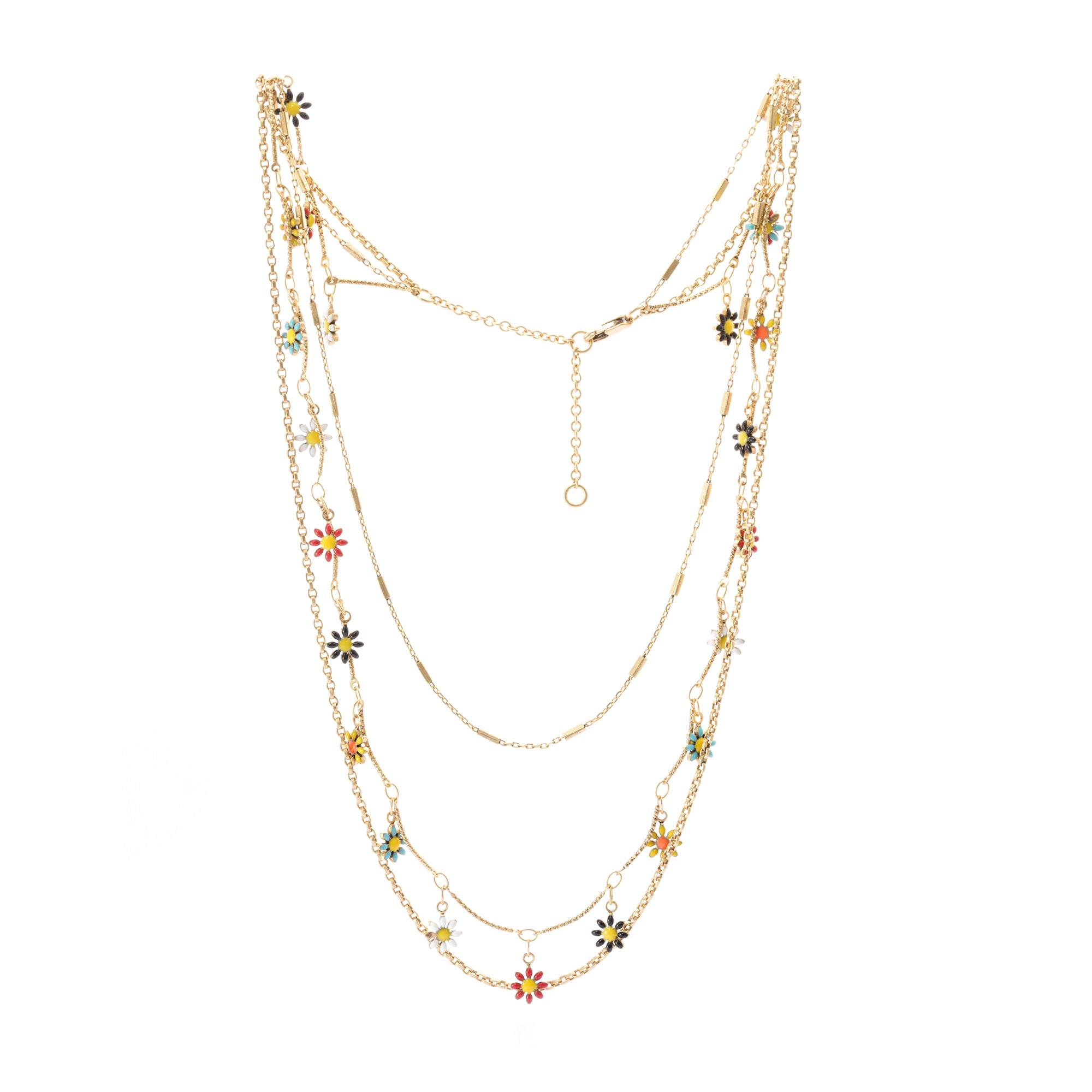 Brass Plated Necklace, White Crystal dipped In Color, Russian Genuine Gold