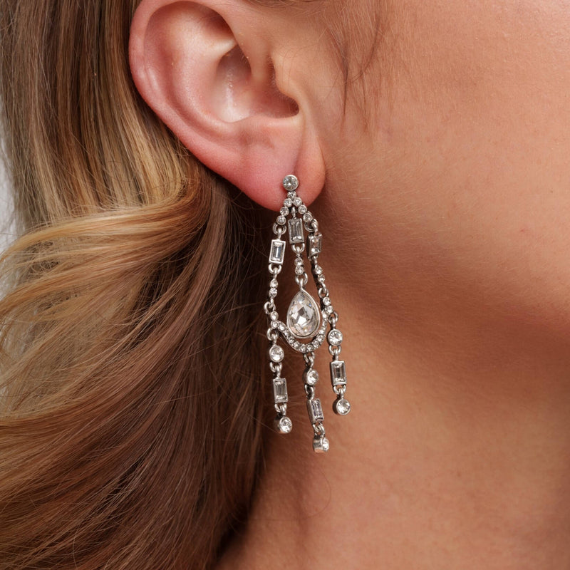 Boucles d'oreilles élégantes en cristal plaqué or 18 carats