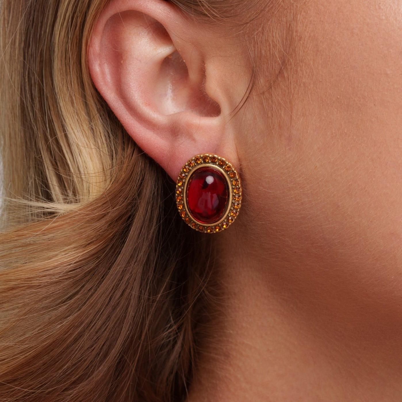 Boucle d'oreille Fiery Heat plaquée or 18 carats