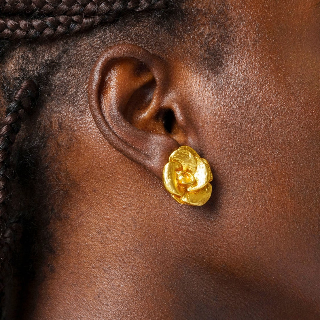 Boucle d'oreille Pure Rose plaquée or 18 carats 