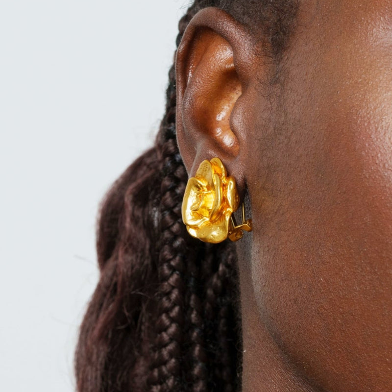 Boucle d'oreille Pure Rose plaquée or 18 carats 