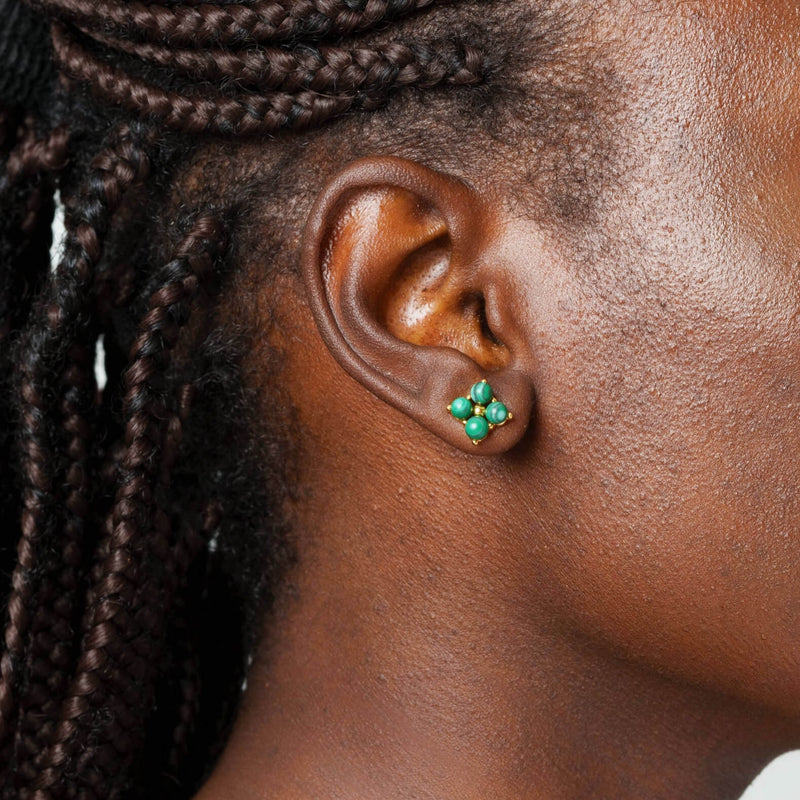 Boucle d'oreille Serene Emerald plaquée or 18 carats 