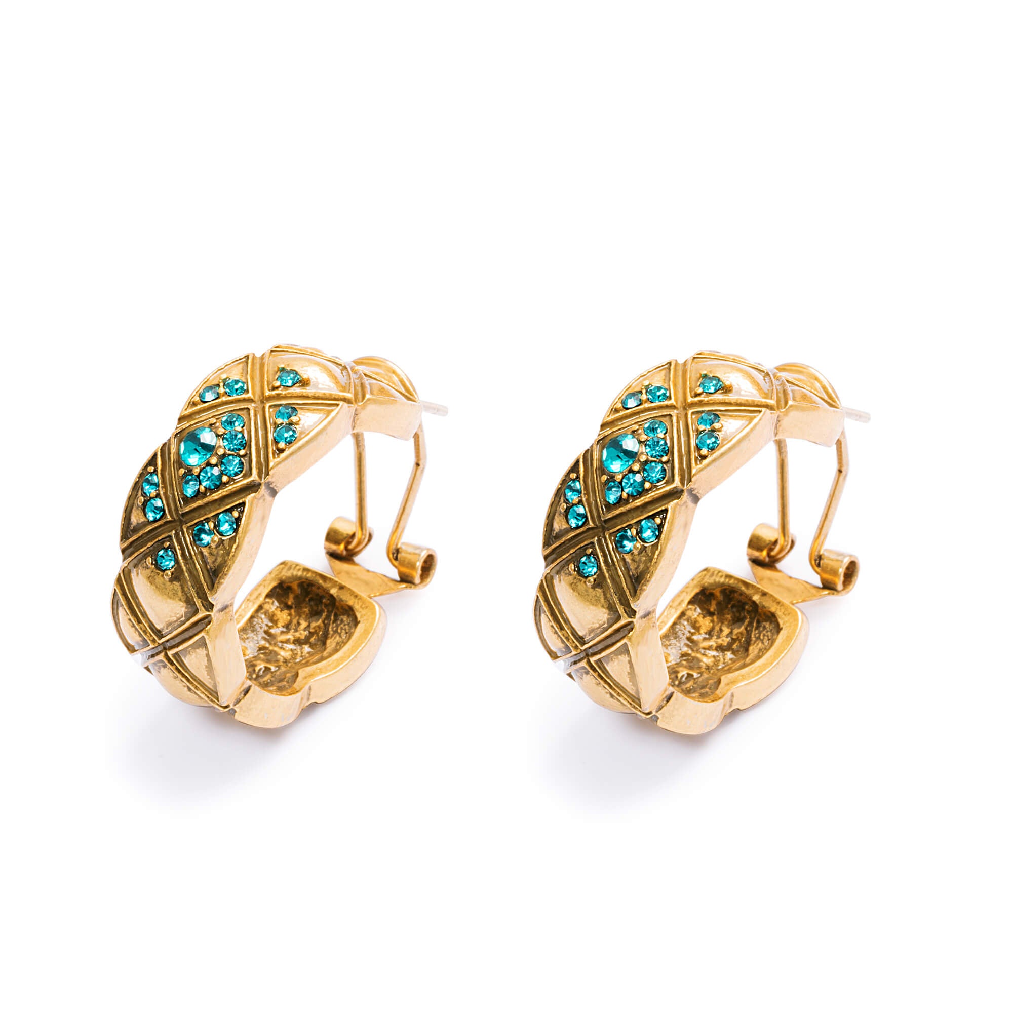 Alloy Earrings, Austrian Rhinestones,  Russian Genuine Gold