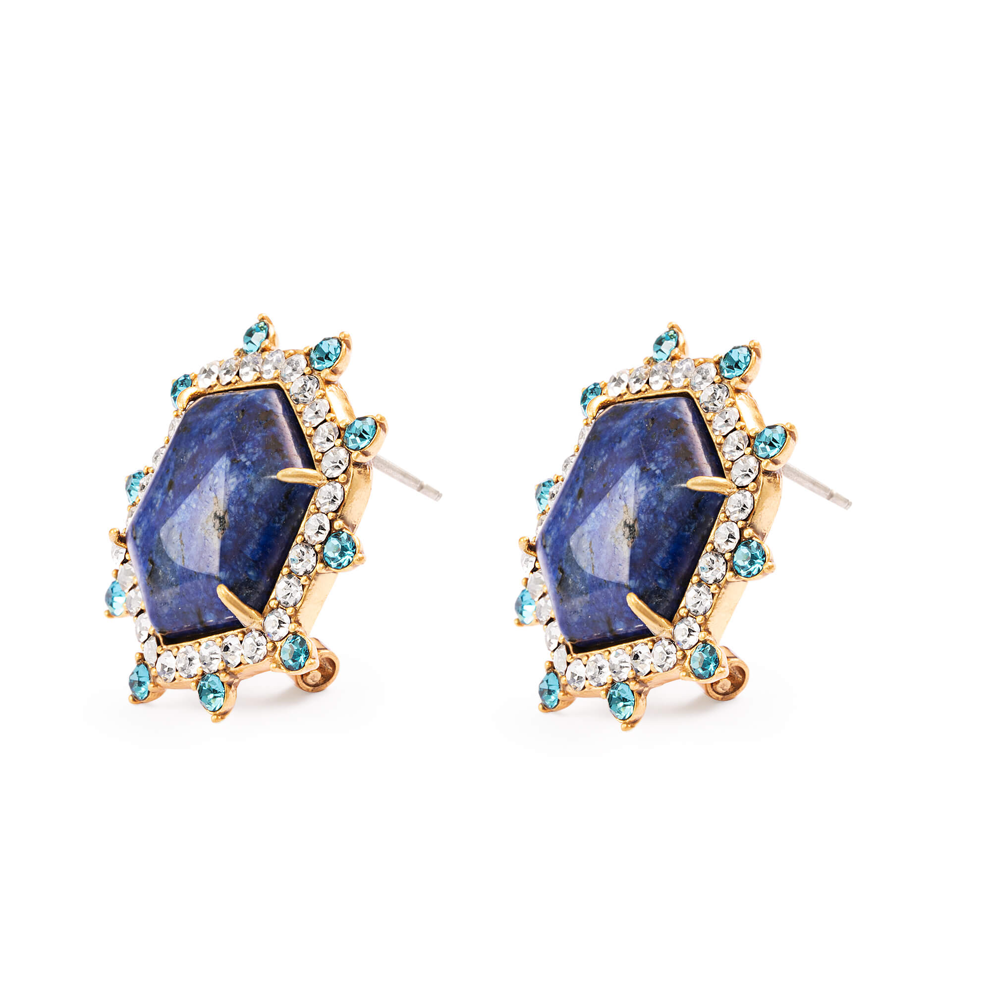 Lapis Lazuli Earrings Austrian Rhinestone & Crystal Alloy Plating with Russian Gold 