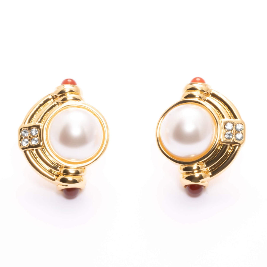 Essence Earrings with agate, Austrian crystals and 18K gold-plated finish