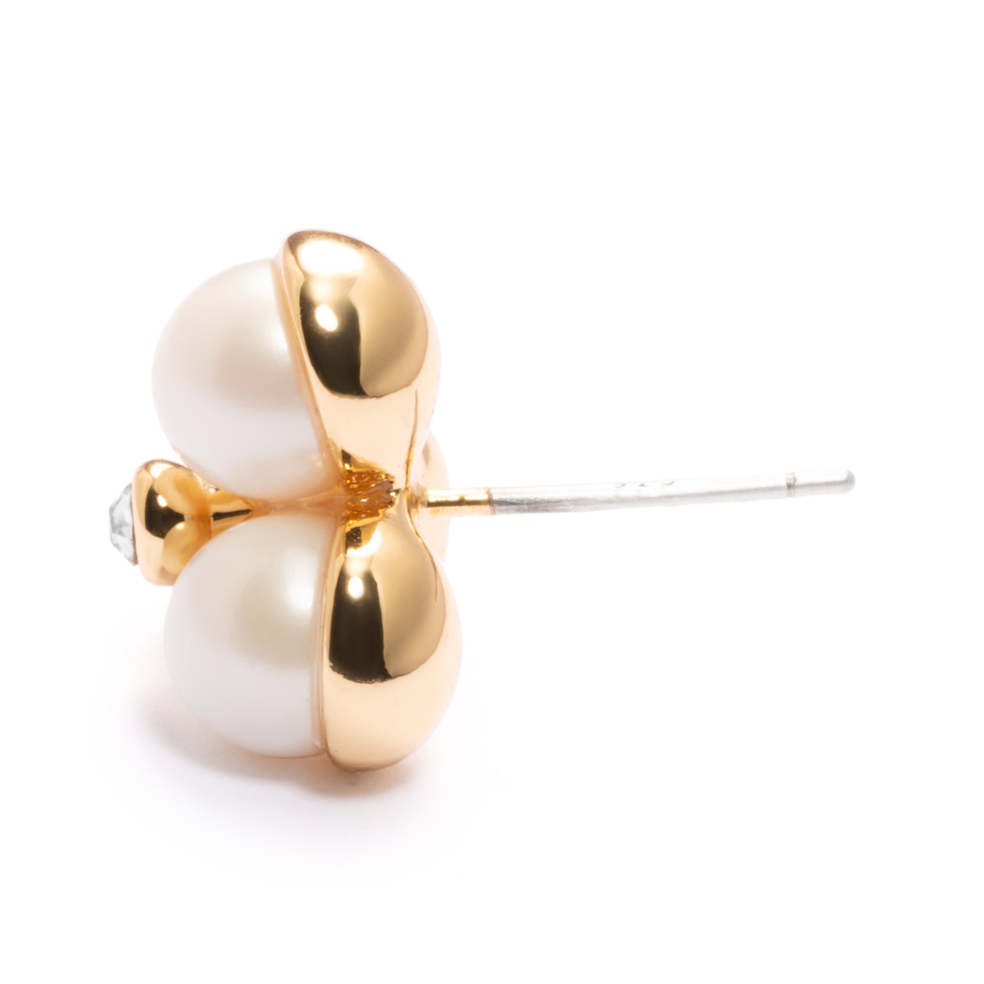 Earrings, Crystal Pearls, Austrian Rhinestones, Brass Plated With Genuine Gold