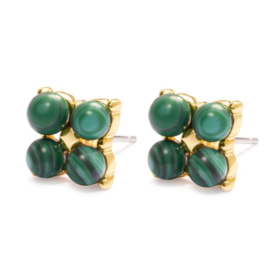 Serene Emerald Earrings with green Austrian crystals and 18K gold-plated finish