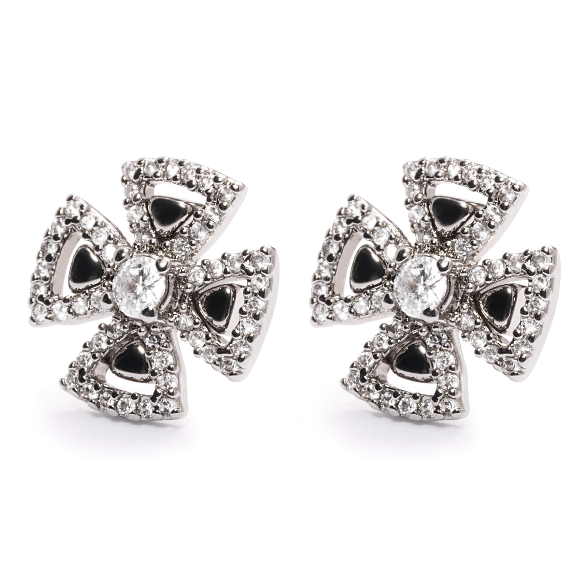 Alloy Earrings,  Imported Austrian Rhinestones, Electroplated vegan Silver Antique