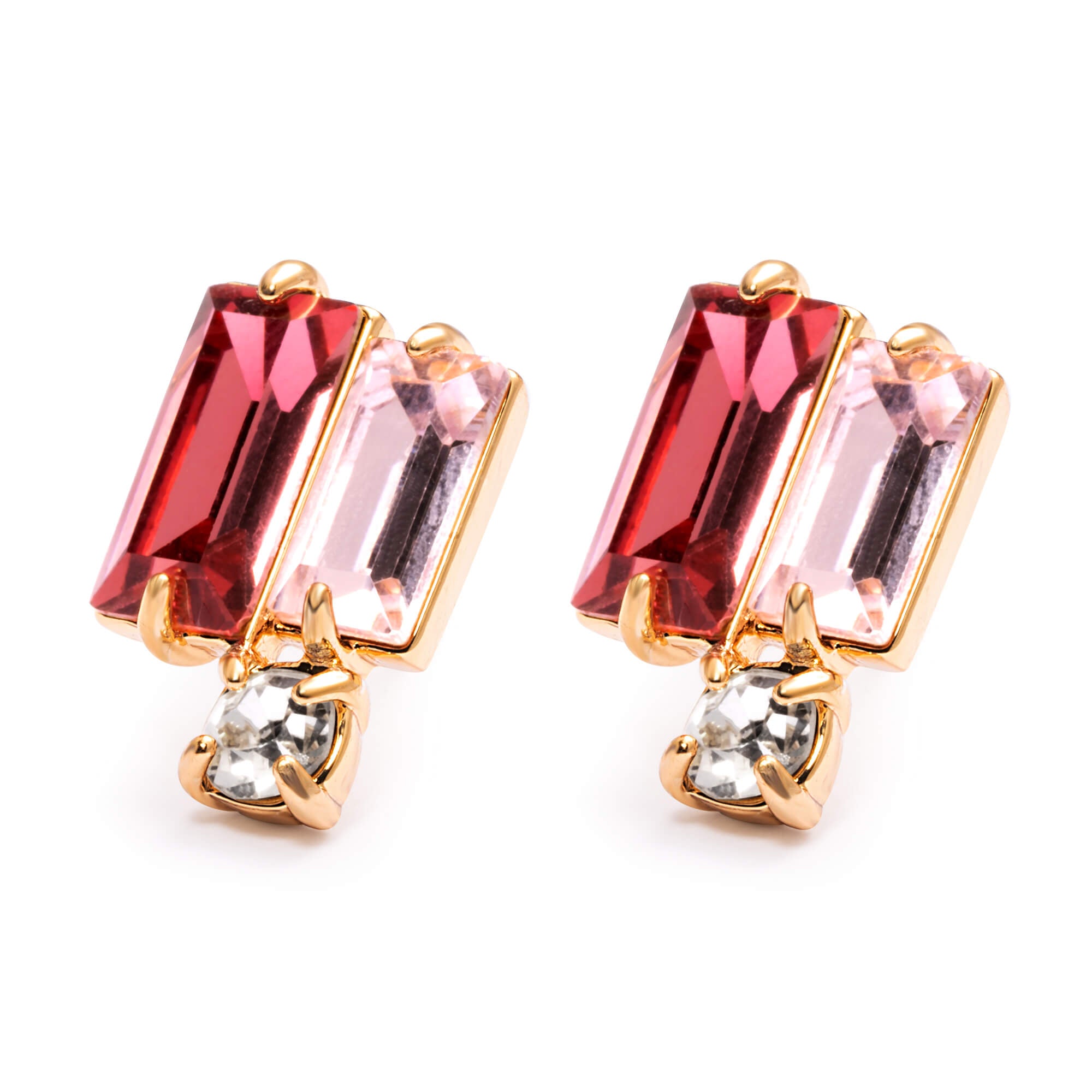 Crystal Earrings, Imported Austrian , Imported Austrian rhinestones, Brass Plated With Russian Genuine Gold