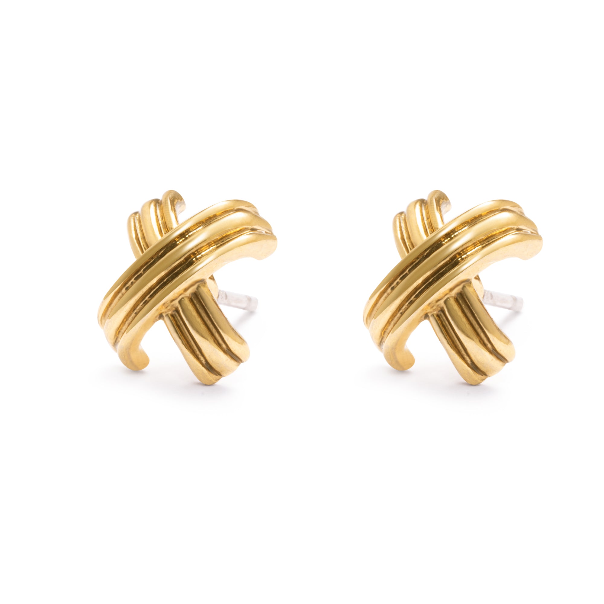 Alloy Earrings, Electroplated Genuine Gold