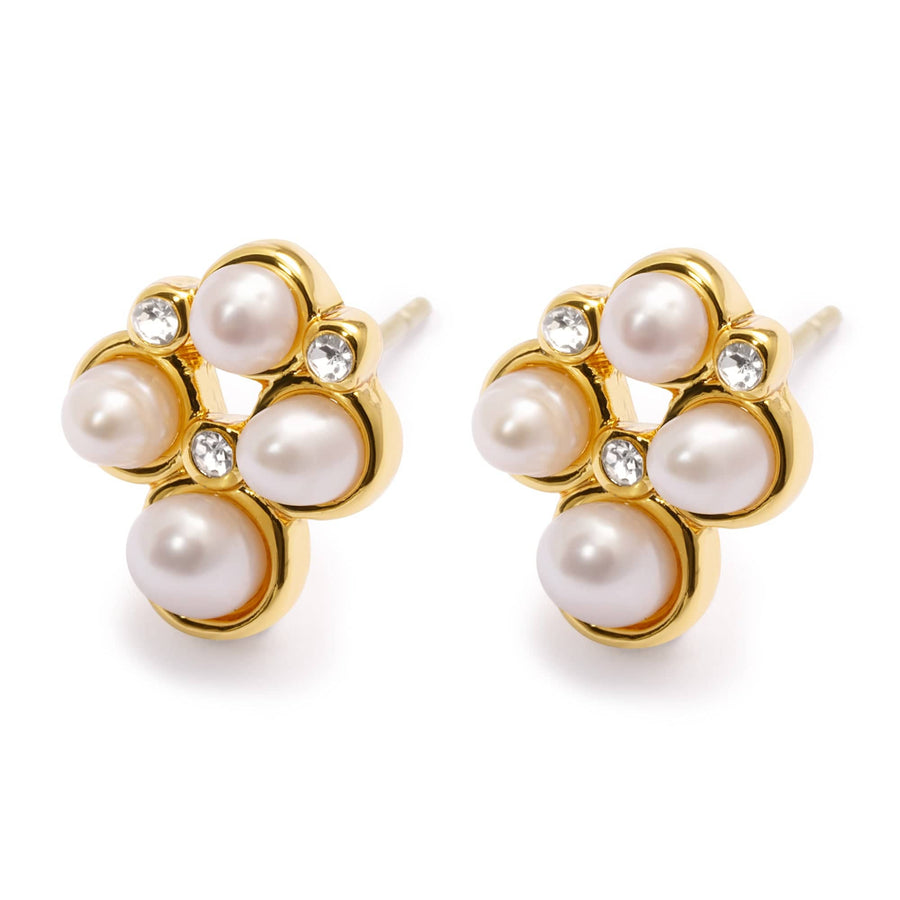 Dew Earrings with crystal pearls and 18K gold-plated finish