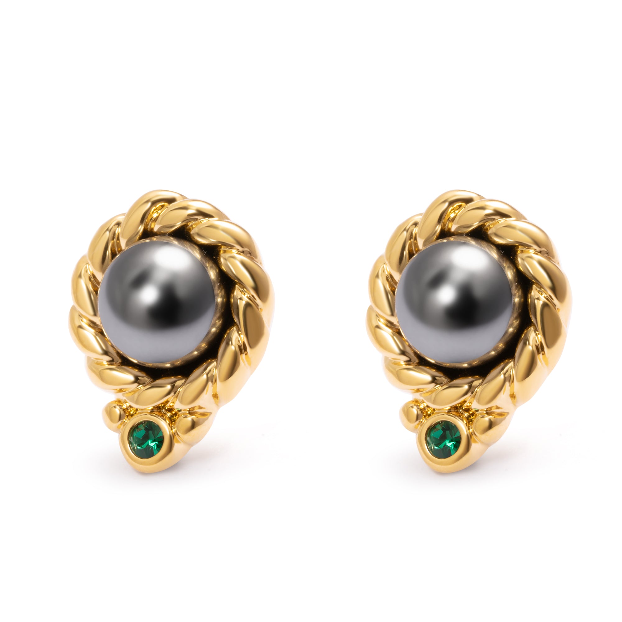 Brass Plated Earrings, Imported Crystal Pearls, Imported Austrian rhinestones, Electroplated Genuine Gold