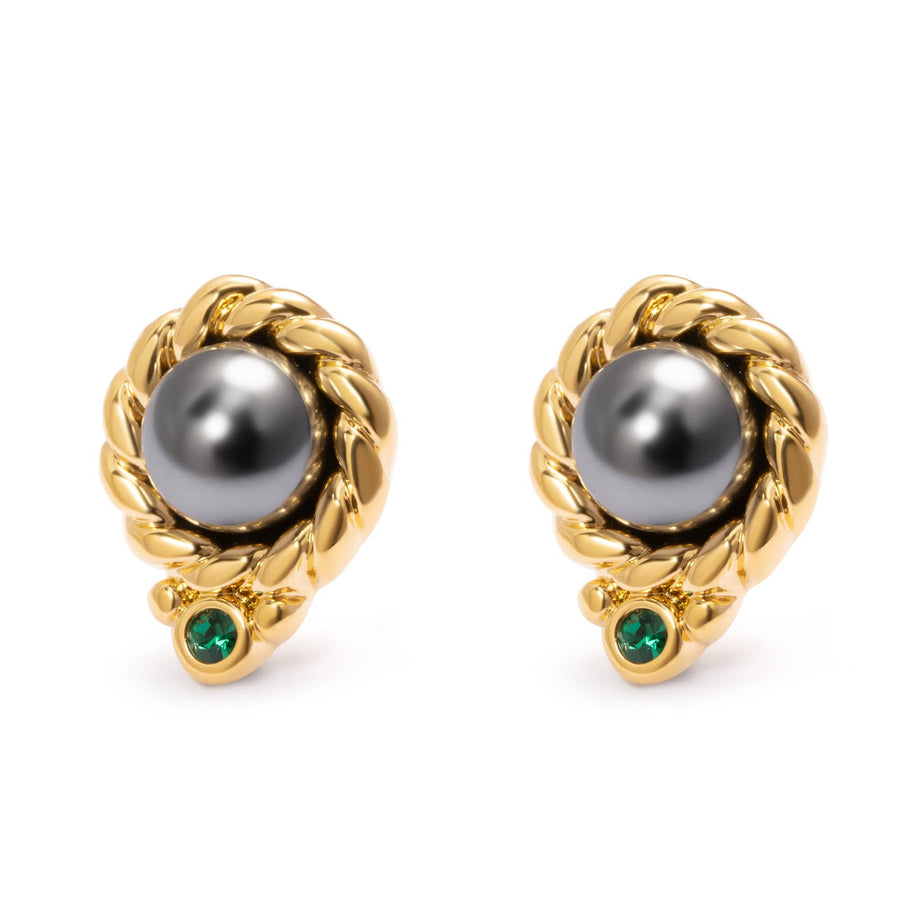 Graceful Elegance Earrings with crystal pearl and 18K gold-plated finish