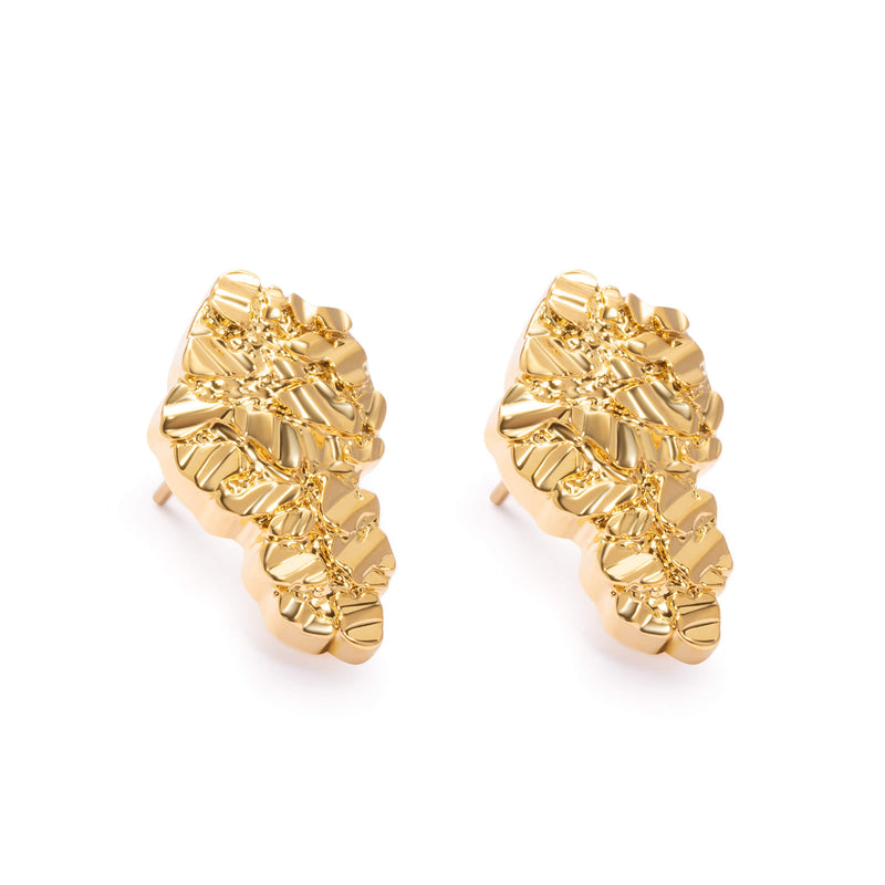 Alloy Earrings, Genuine Gold Plating