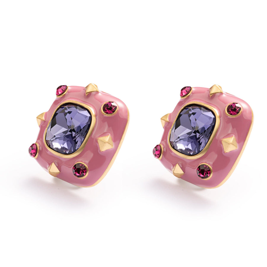 Brass Plated Earrings, Imported Austrian crystal, Russian Genuine Gold