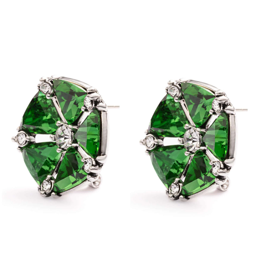 Emerald Grace Earrings with green Austrian crystals and 18K gold-plated finish