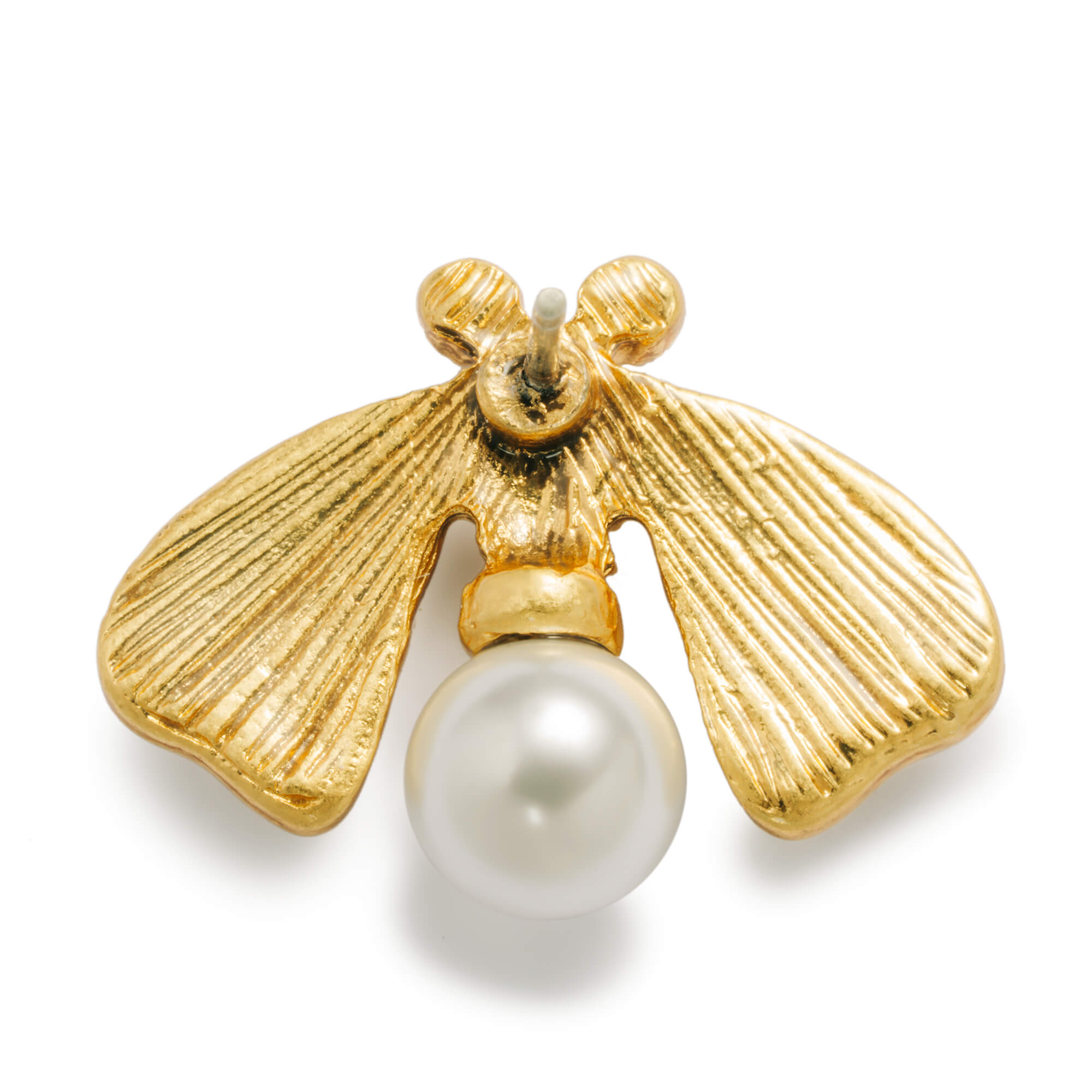 Earring Bee-Shaped Crystal Pearl Alloy Plated Russian Gold