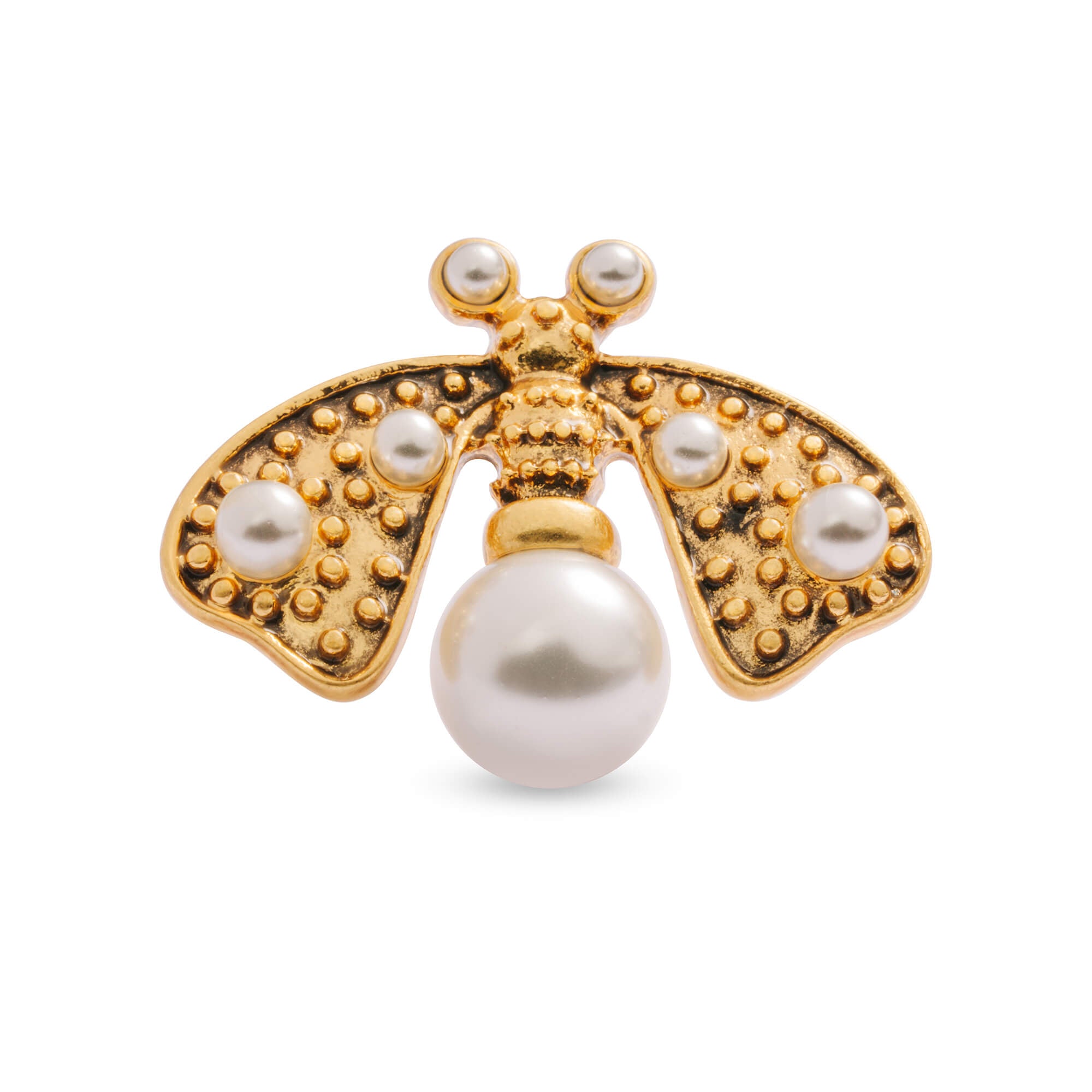 Earring Bee-Shaped Crystal Pearl Alloy Plated Russian Gold