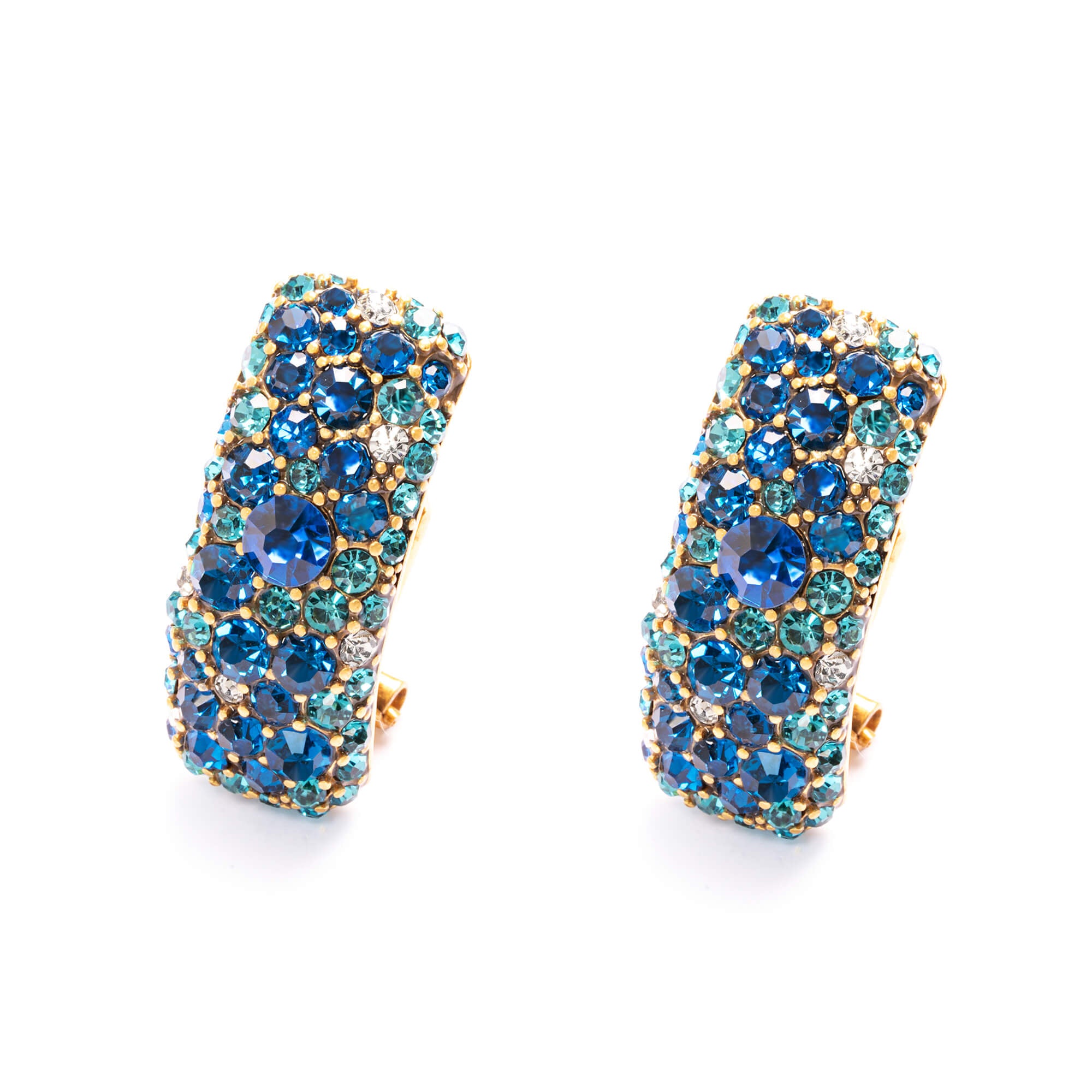 Earrings, Imported Austrian rhinestones, Imported Austrian crystal, Brass Plated With Russian Genuine Gold