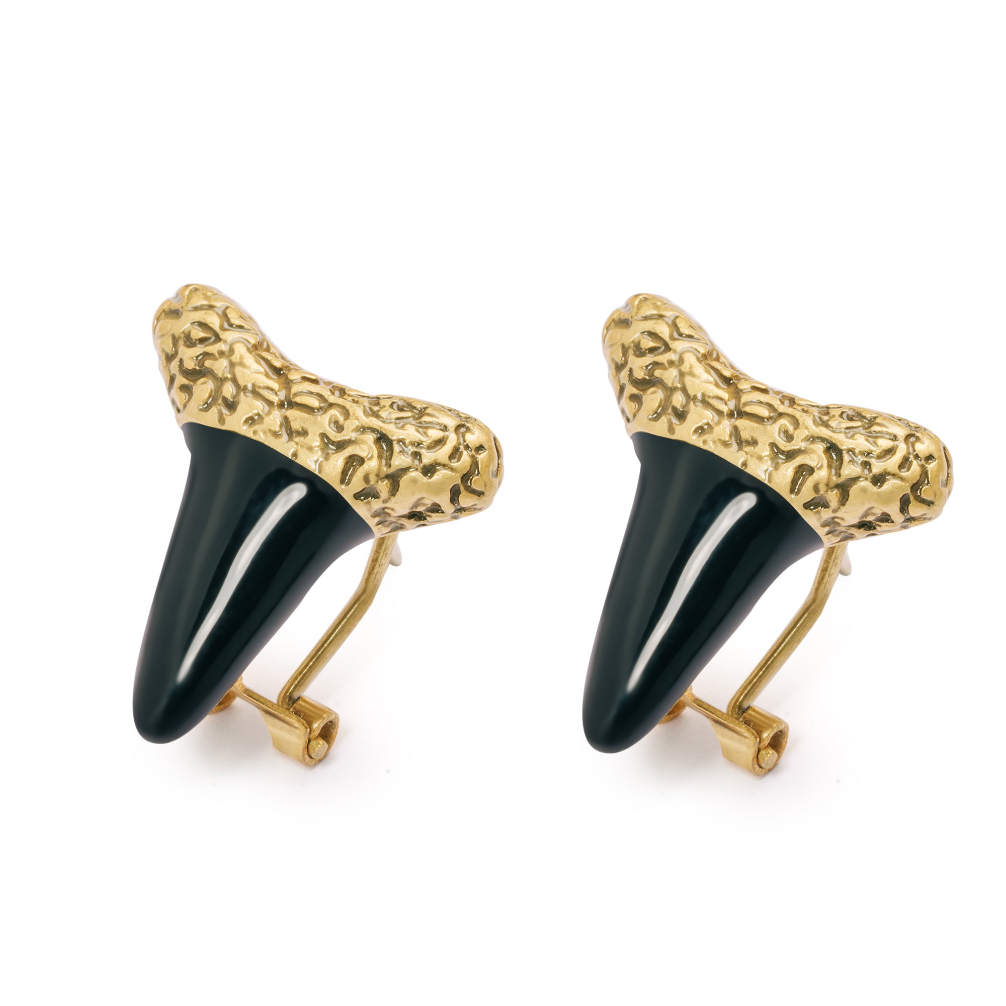 Alloy Obsidian Russian Real Gold Stud Earrings