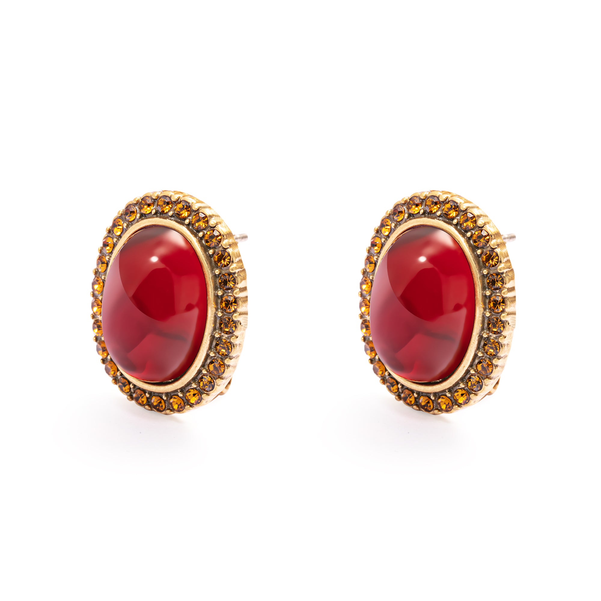 Red Agate Earrings  Austrian Rhinestone  Alloy Plated with Genuine Russian Gold