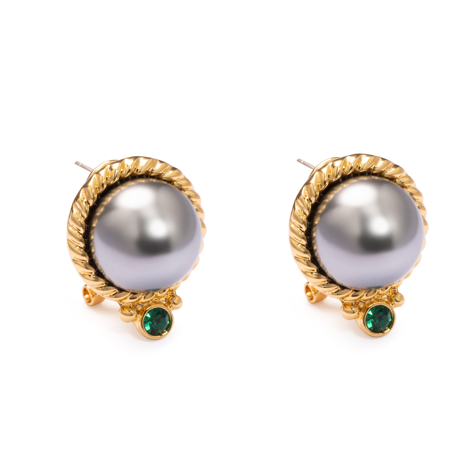 Brass eARRINGS,   Imported Crystal Pearls Imported Austrian Rhinestones Electroplated Genuine Gold