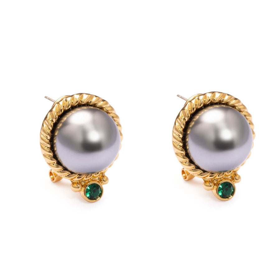 Splendor Earring with crystal pearl, Austrian rhinestones and 18K gold-plated finish