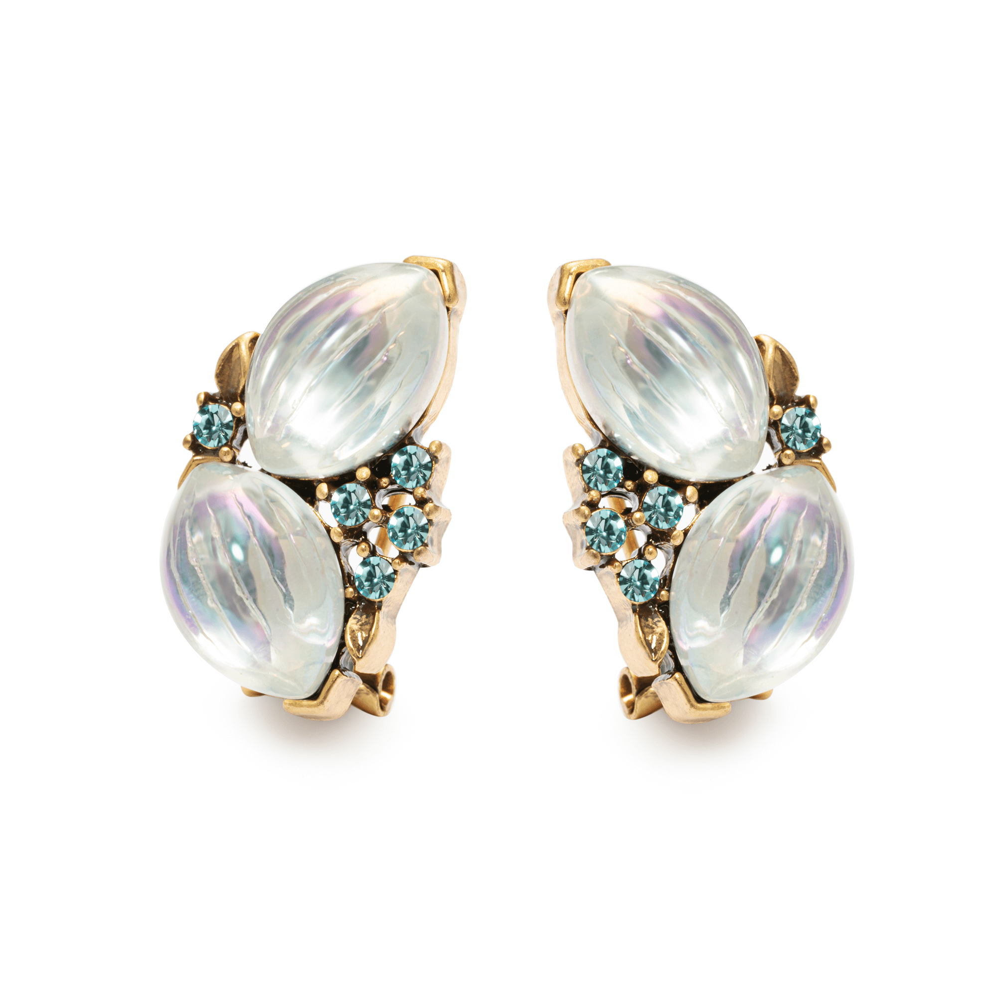 Earrings, Austrian Crystal & Rhinestones, Alloy Plated With Russian Genuine Gold