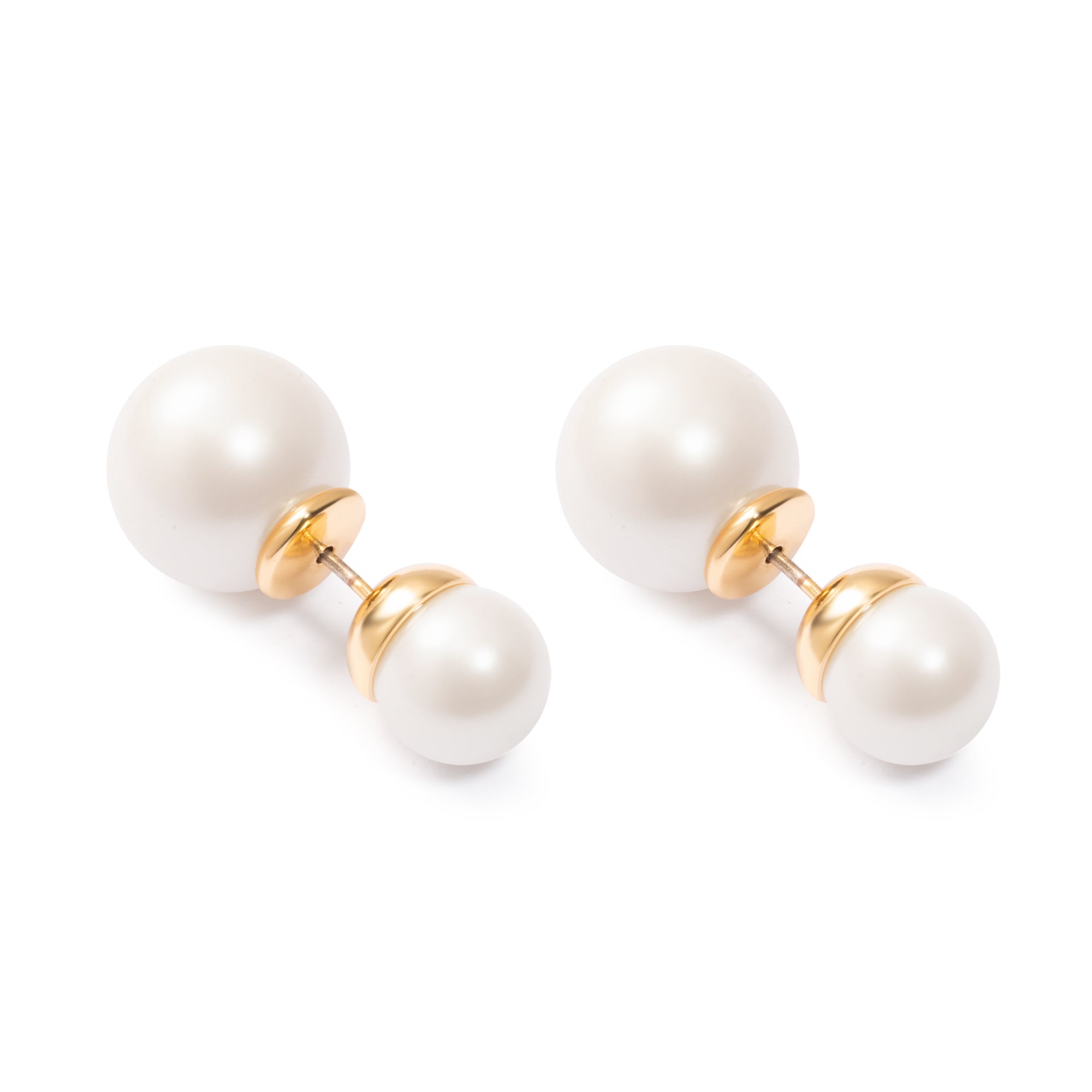 Crystal Pearl Earrings Brass Plated With Genuine Gold