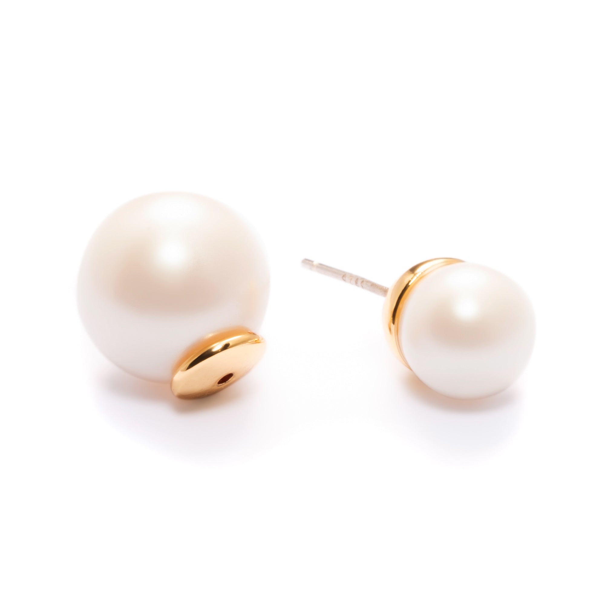 Copper Imported Crystal Pearl Plated Real Gold Stud Earrings