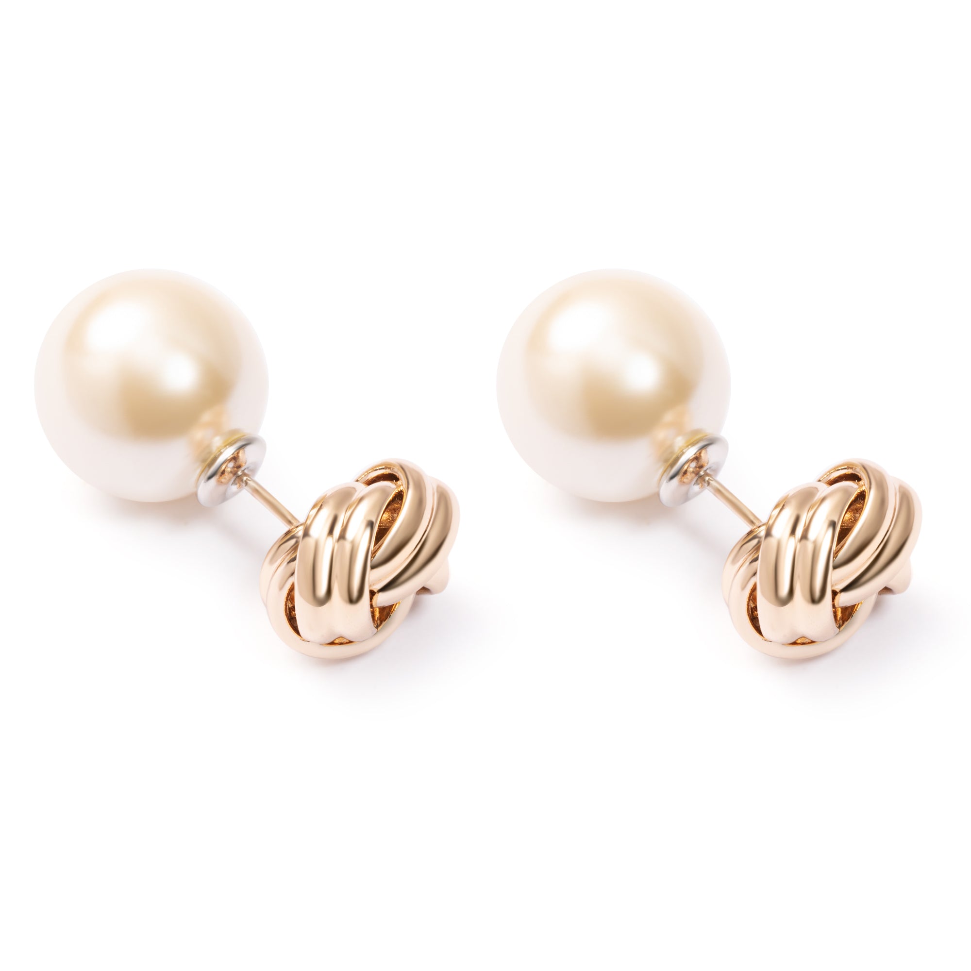 Brass  Earrings, Imported Crystal Pearls, Electroplated Genuine Gold,