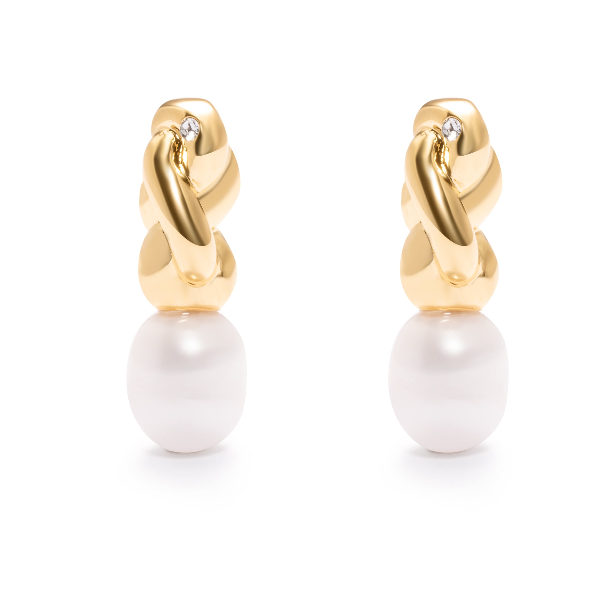 Crystal Earrings, Imported  Pearls, Brass Plated With Russian Genuine Gold