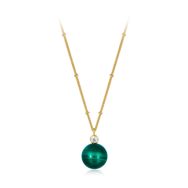 S 925 Silverstone Necklace Malachite lapis lazuli pendant chain