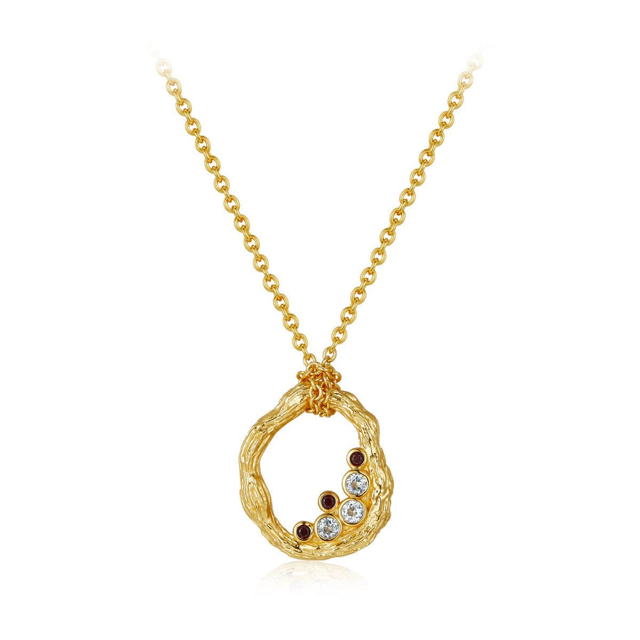 925 silver garnet topaz trunk pattern necklace