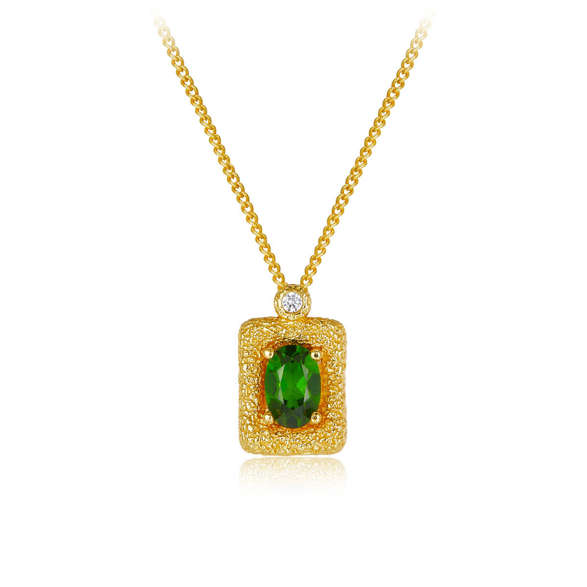 925 silver diopside necklace texture granule pendant