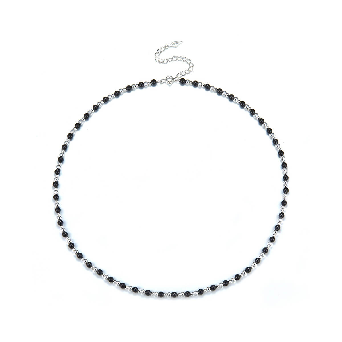 925 silver and black agate necklace with beaded chain