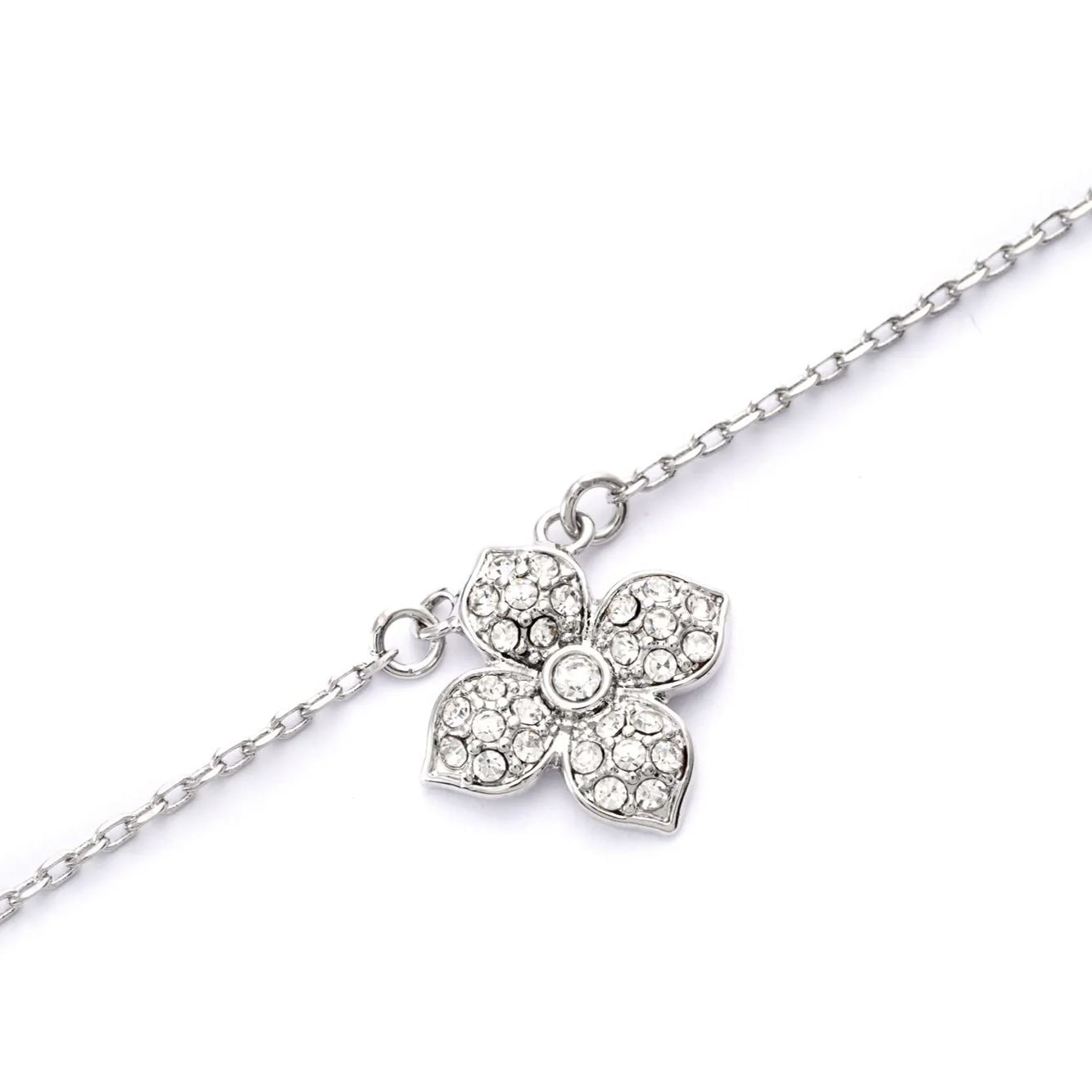 Necklace alloy Austrian rhinestones plated silver worn