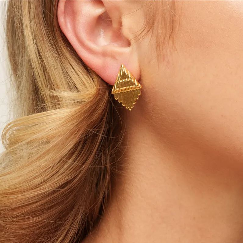 Earrings, alloy, plated real gold