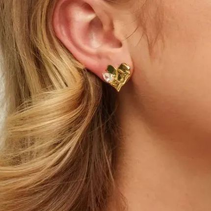 Earrings, brass, Austrian crystal, gold plated