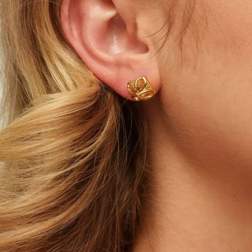 Brass Plated Earrings, Imported Austrian Rhinestones, Genuine Gold Plating