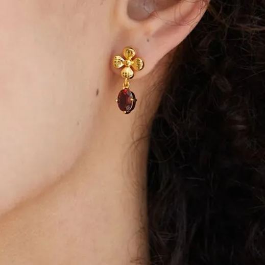 925 silver garnet stud earrings