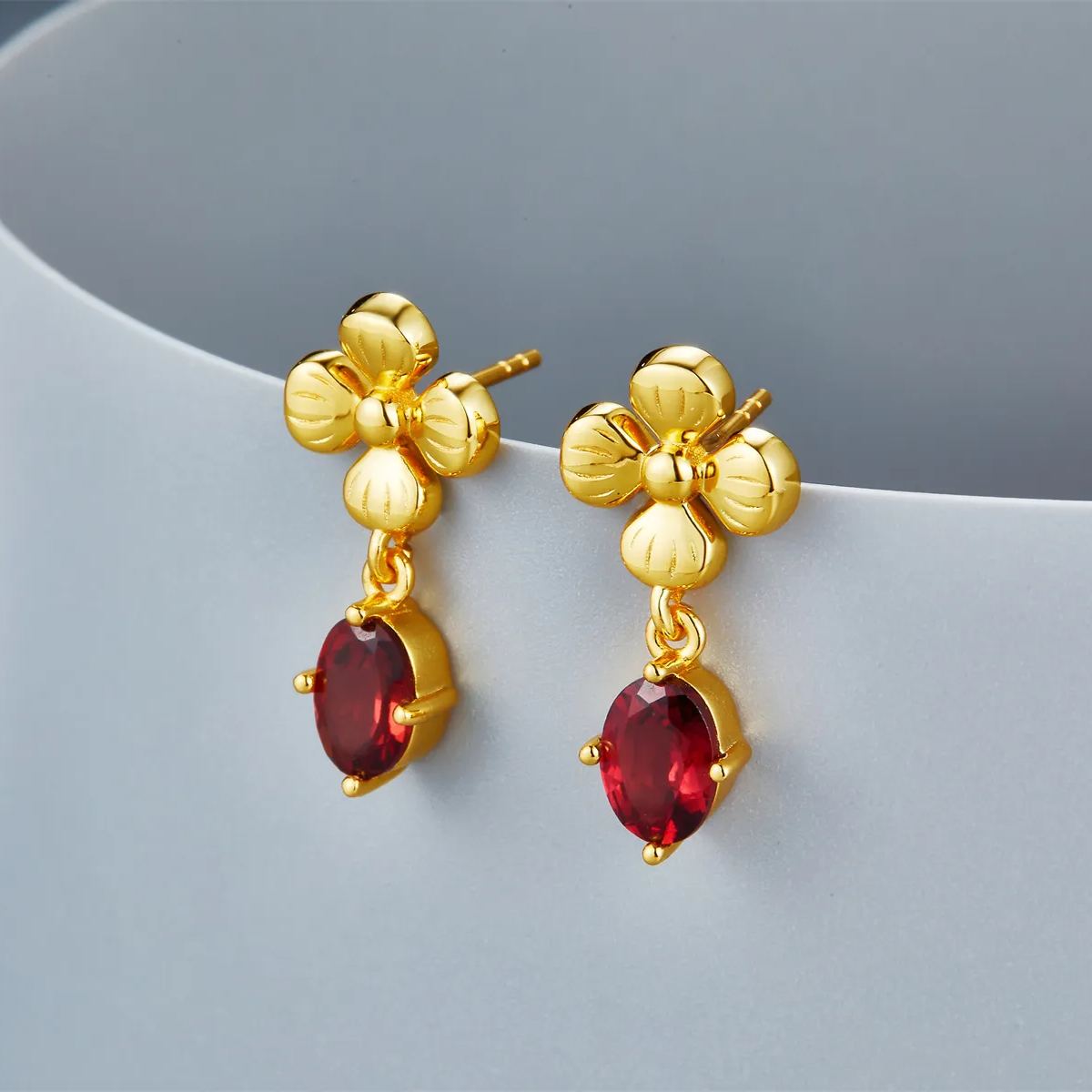 925 silver garnet stud earrings