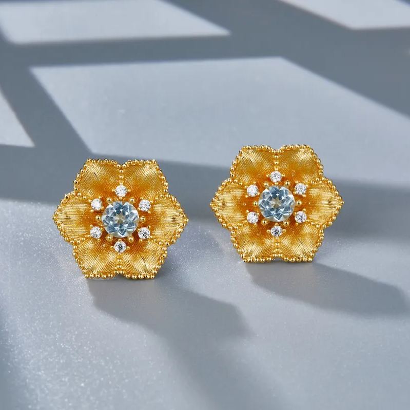 Boucles d'oreilles Blossom en vermeil or 18 carats