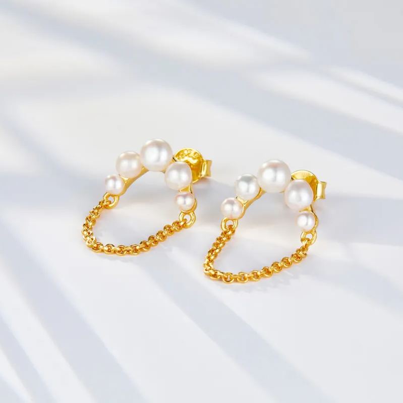 Pearl String small light sold earrings S 925 pearl chain Dream earrings