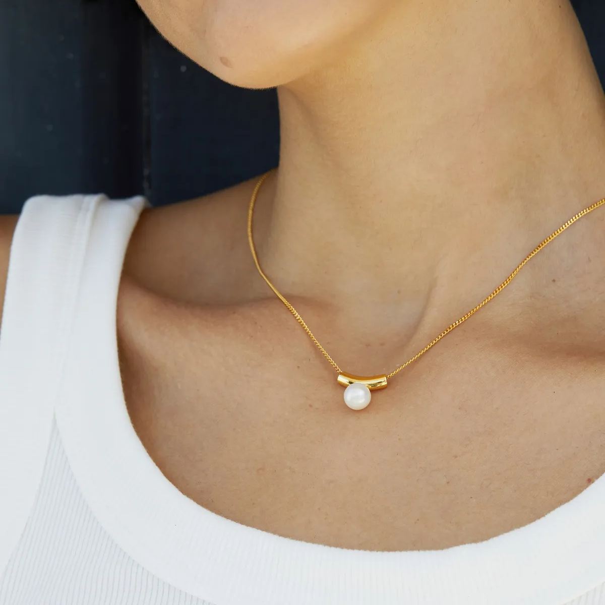 Collier de perles en vermeil or 18 carats 